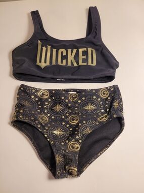 Girls' Black & Gold 'Wicked' Two-Piece Swim Set